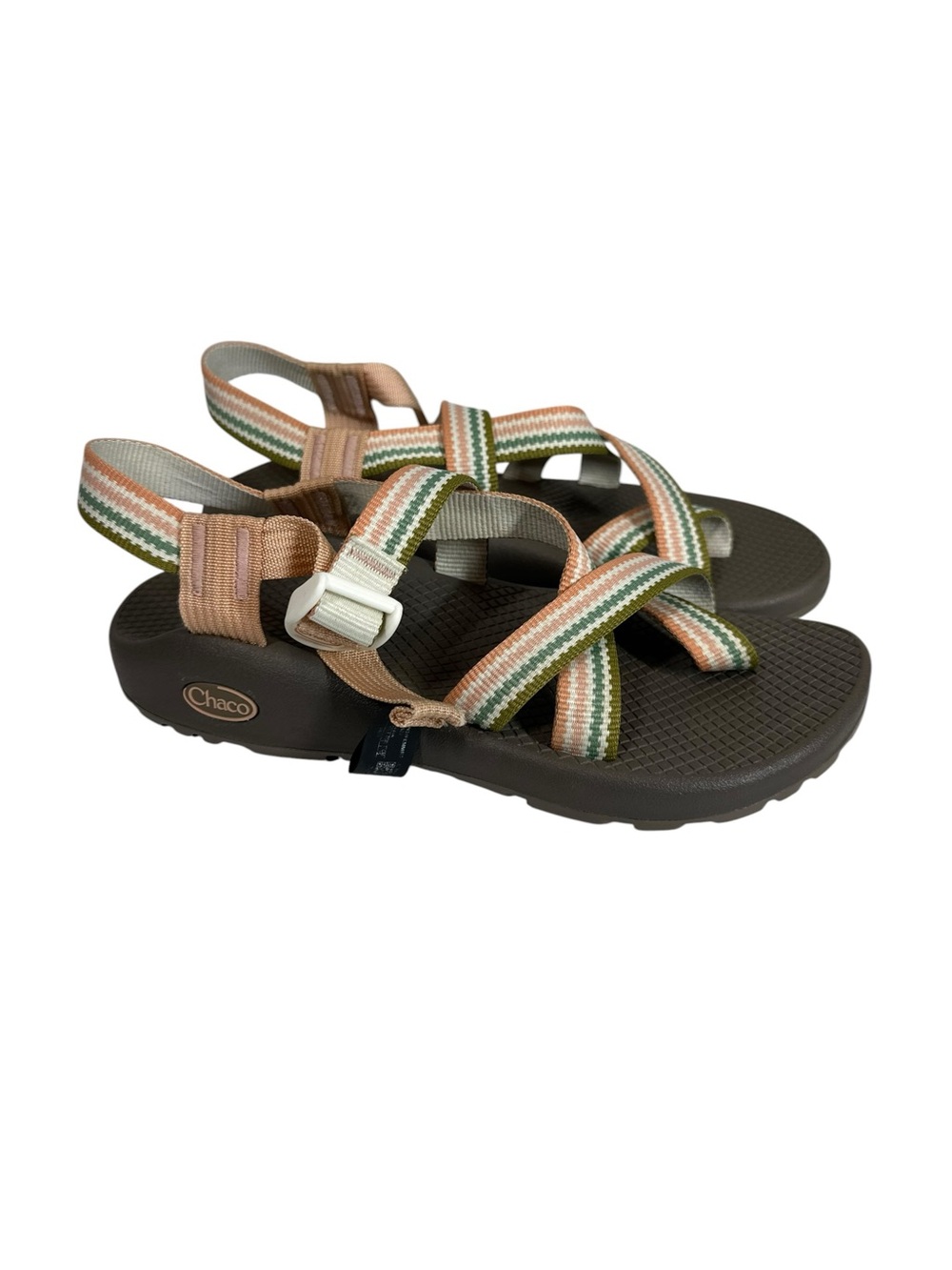 Chaco Z1 Women's Strappy Sandals in Apricot, Cream & Green - Picture 2 of 6